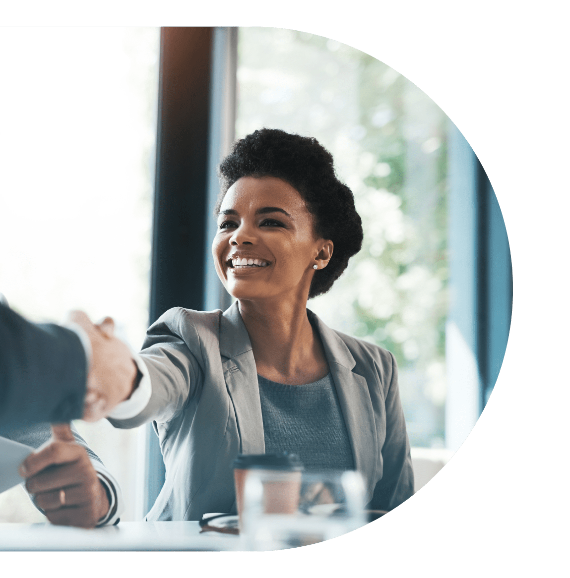 Two businesspeople shaking hands